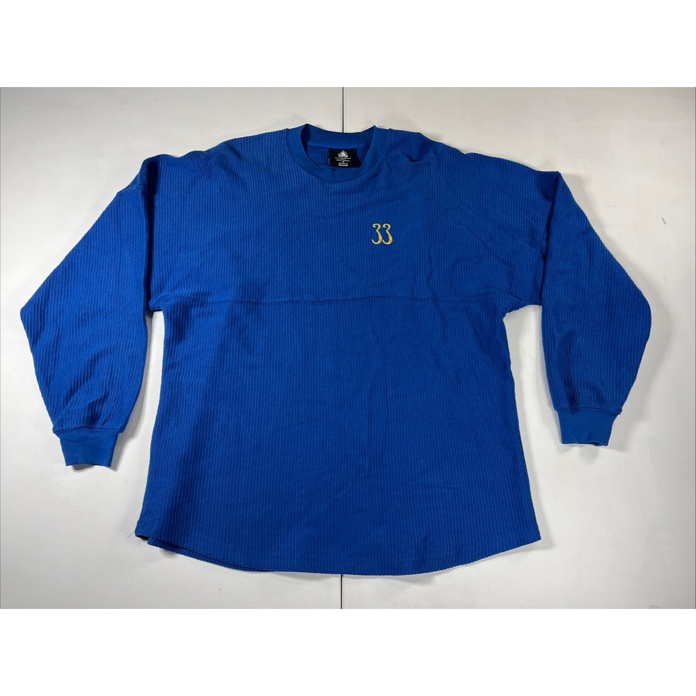 Disney Club 33 Blue Spirit Jersey Sweater Gold Embroidered Disneyland Size M